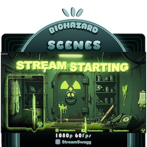 Biohazard Twitch Overlay Pack - Animated Starting Soon, BRB & Ending Screens (Digital Download)