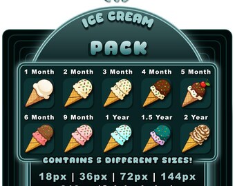 Ice Cream Tier Sub Badges - Twitch, YouTube, Discord, Kick (Digital Download)