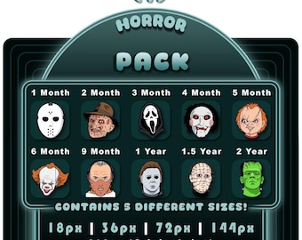 Horror Pack Sub Badges – Twitch, YouTube, Discord, Kick (Digitaler Download)