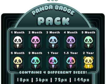 Panda Twitch Sub Badges - Streamer 10 Tier Pack (Digitaler Download)