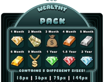 Wohlhabende Sub Badges – Twitch, YouTube, Discord, Kick (Digitaler Download)