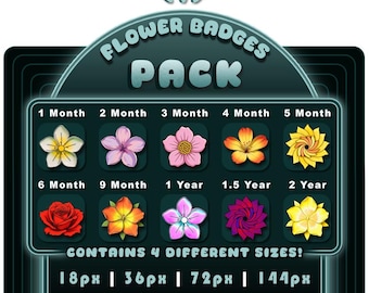 Neue Blumen Sub Badges - Twitch, YouTube, Discord, Kick (Digital Download) - Girl Gamer