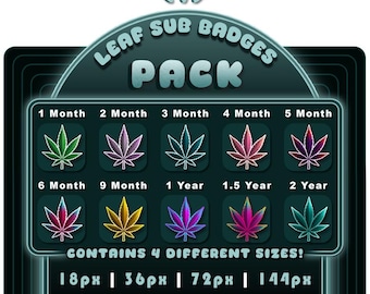 Weed Leaf Sub Badges - Twitch Streamer Loyalty Badges (Digitaler Download)