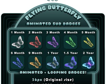Animierter fliegender Schmetterling Sub Badges für Kick (36x36) (Digital Download)