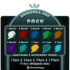Flat Brim Hat Sub Badges – Twitch, YouTube, Discord, Kick (Digital Download)