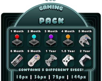 Gaming Sub Badges – Twitch, YouTube, Discord, Kick (Digital Download)