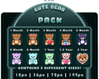 Snuggly Bear Sub Badges – Twitch, YouTube, Discord, Kick (Digital Download)