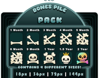 Insignias de suscripción de Bones Pile – Twitch, YouTube, Discord, Kick (Descarga digital)