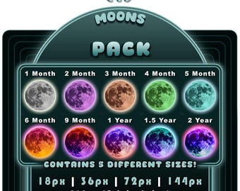 Celestial Moon Twitch Sub Badges Pack - Bit Icon, Emotes, Stickers - 10 Tiers (Digital Download)