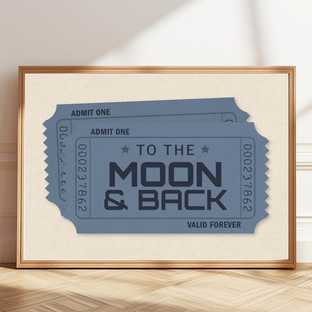 To the Moon and Back Poster | Living Room Wall Art | Dusty Blue Print ...