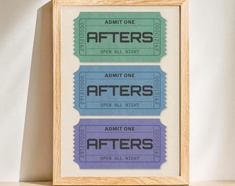 Afters Poster | Retro Ticket Print | EDM Printable Wall Art | Neon Afterglow | Instant Download