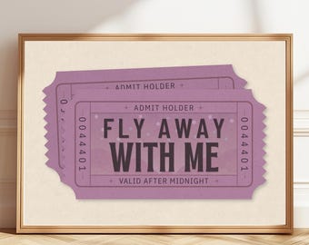 Fly Away With Me Poster | Aesthetic Wall Art | Mauve Print | Digital Download