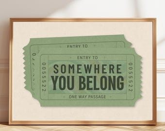 Somewhere You Belong Poster | Bedroom Wall Art | Sage Green Print | Digital Download