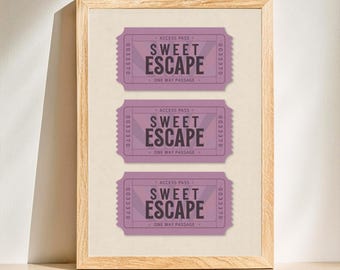 Sweet Escape Poster | Aesthetic Wall Decor | Mauve Print | Digital Download