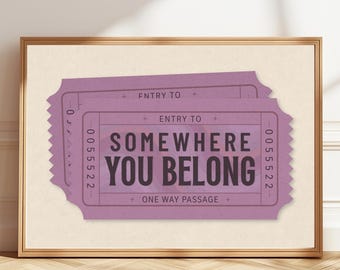 Somewhere You Belong Poster | Aesthetic Wall Art | Mauve Print | Digital Download