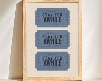 Stay Awhile Poster | Bedroom Decor | Dusty Blue Print | Digital Download