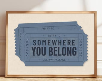Somewhere You Belong Poster | Living Room Wall Art | Dusty Blue Print | Digital Download