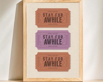 Stay Awhile Poster | Aesthetic Wall Decor | Warm Tone Print | Digital Download