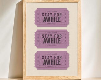 Stay Awhile Poster | Cozy Wall Decor | Mauve Print | Digital Download