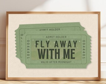 Fly Away With Me Poster | Bedroom Wall Art | Sage Green Print | Digital Download