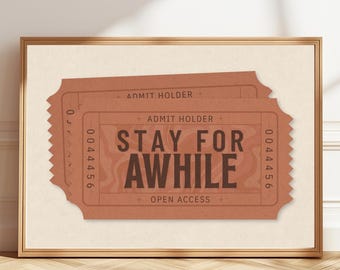 Stay Awhile Poster | Apartment Decor | Terracotta Print | Digital Download