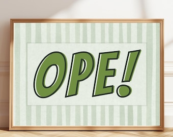 Ope Poster | Minimal Wall Art | Sage Green Print | Digital Download