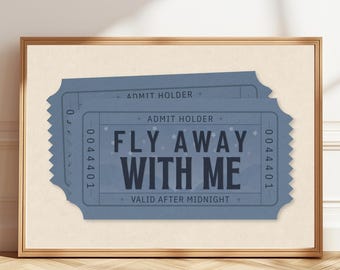 Fly Away With Me Poster | Living Room Wall Art | Dusty Blue Print | Digital Download