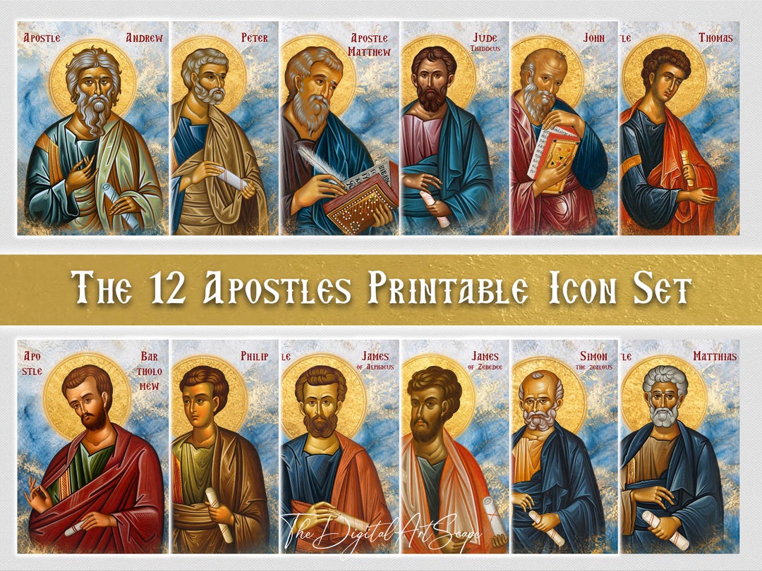 The 12 Apostles Icon Set, Orthodox Christian Prayer Corner Art ...