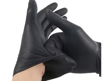 100 guantes desechables de nitrilo negro sin polvo para limpieza, peluquería, manicura, pintura, cocina y baño.