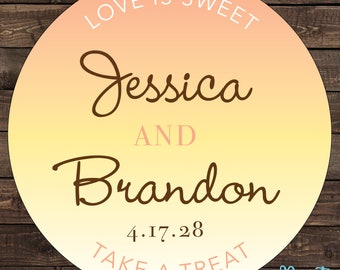 2.5 inch Glossy Personalized Burlap Wedding Stickers - hundreds of designs to choose from WR-067