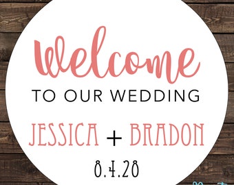 2.5 inch Glossy Personalized Burlap Wedding Stickers - hundreds of designs to choose from WR-122
