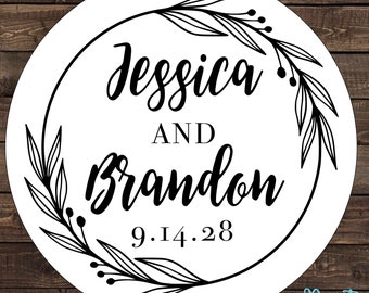 2.5 inch Personalized Waterproof Wedding Stickers Labels - hundreds of designs to choose from - change design to any color, etc WR-016