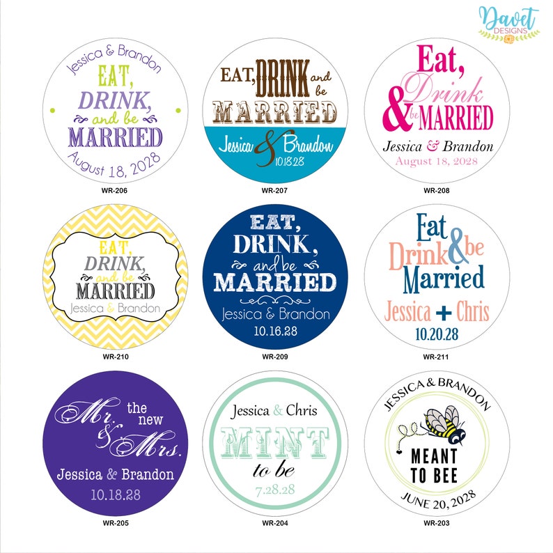 1.5 inch Custom Glossy Waterproof Wedding Stickers Labels hundreds of designs to choose change designs to any color or wording image 10