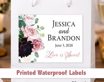 Custom Floral Wedding Welcome Bag Stickers – 4x3 Waterproof Labels, Personalized Wording WG243