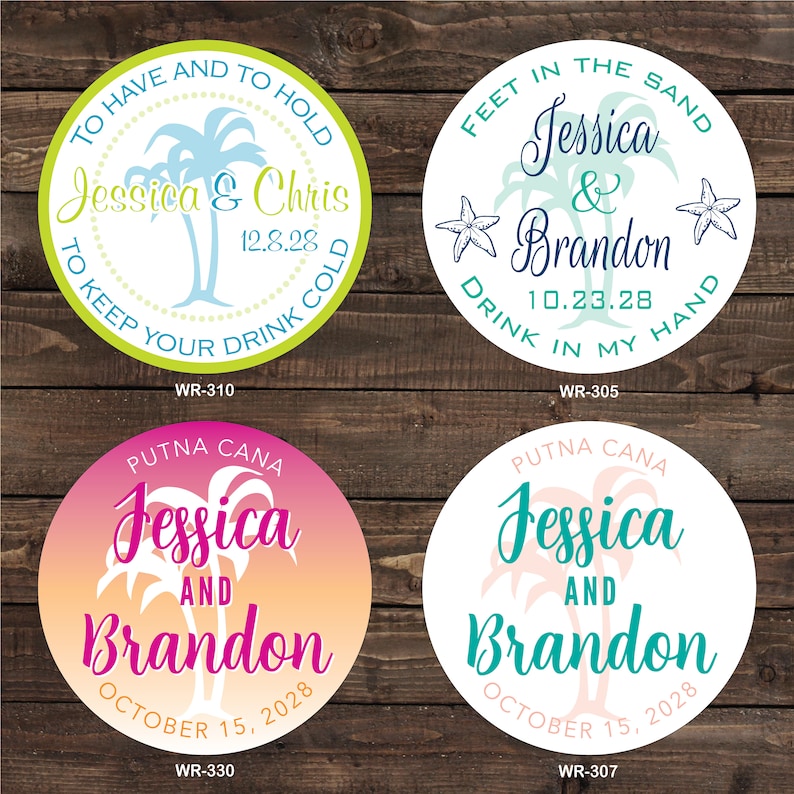 2.5 inch Tumbler Waterproof Destination Wedding Stickers hundreds of designs to choose, change colors or wording WR-302 image 6