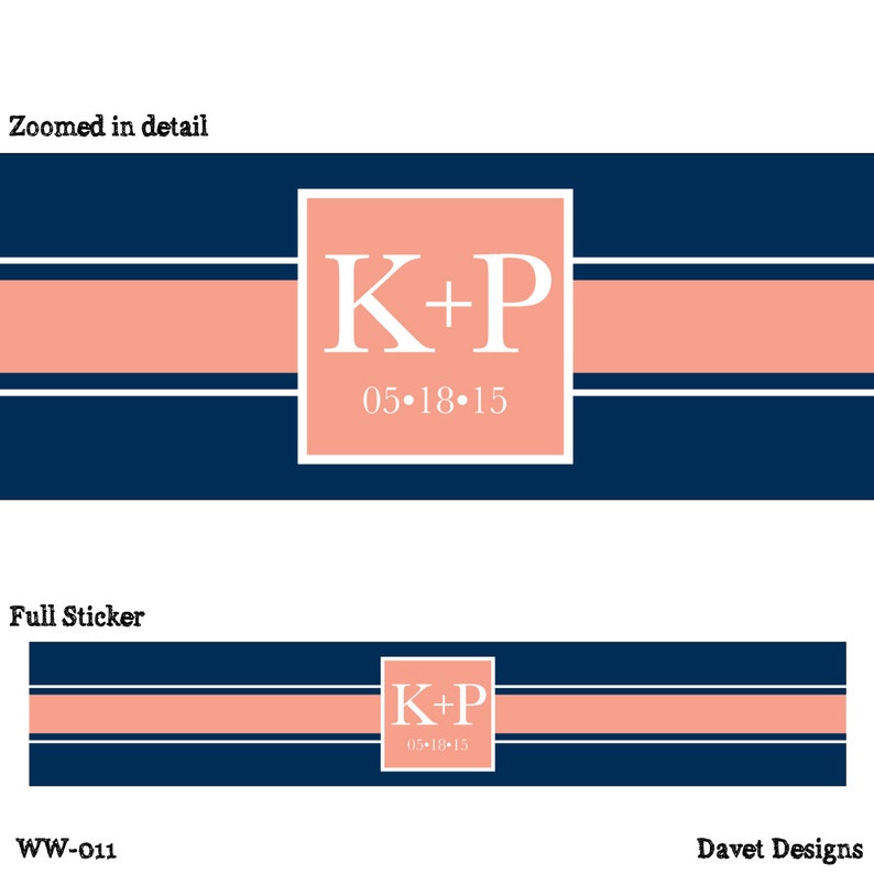 50 Custom Glossy Waterproof Wedding Water Bottle Stickers Etsy