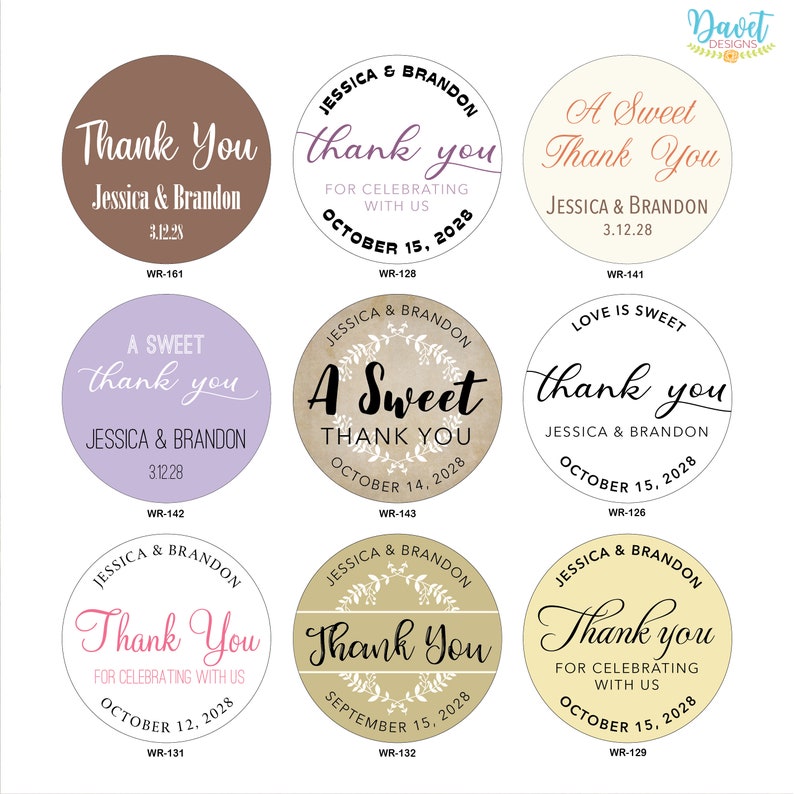 1.5 inch Custom Glossy Waterproof Wedding Stickers Labels hundreds of designs to choose change designs to any color or wording image 7