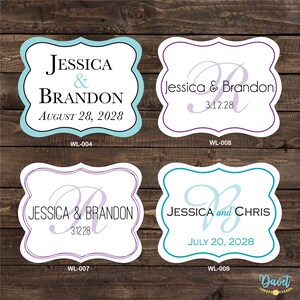 2 x 1.625 inch Die Cut Custom Glossy Waterproof Wedding Stickers Labels hundreds designs change designs any color or wording image 1