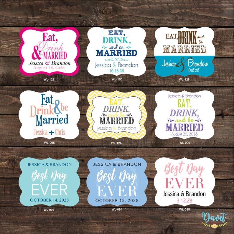 2 x 1.625 inch Die Cut Custom Glossy Waterproof Wedding Stickers Labels hundreds designs change designs any color or wording image 6