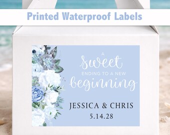 Custom Floral Wedding Welcome Bag Stickers – 4x3 Waterproof Labels, Personalized Wording WG233