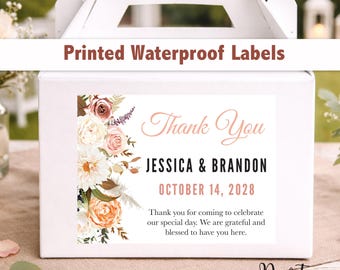 Custom Floral Wedding Welcome Bag Stickers – 4x3 Waterproof Labels, Personalized Wording WG204