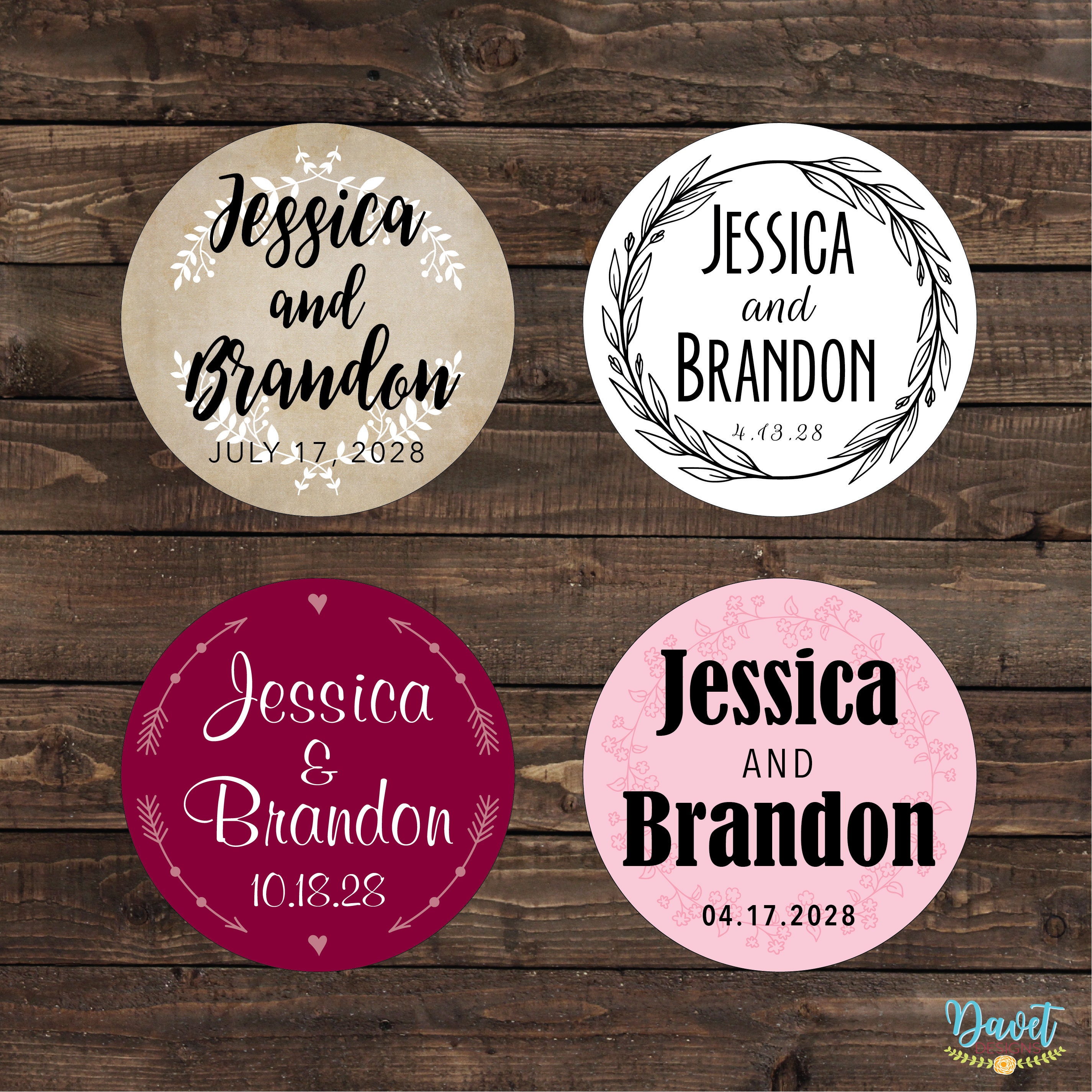 1.5 Inch Build Your Own Personalized Wedding Labels - Change Wording ...