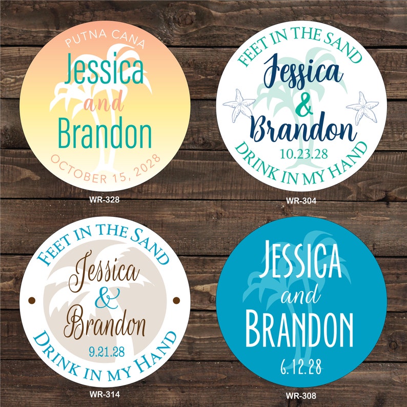 2.5 inch Tumbler Waterproof Destination Wedding Stickers hundreds of designs to choose, change colors or wording WR-302 image 4