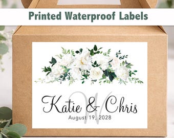 Custom Floral Wedding Welcome Bag Stickers – 4x3 Waterproof Labels, Personalized Wording WG224