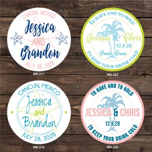 2.5 inch Tumbler Waterproof Destination Wedding Stickers hundreds of designs to choose, change colors or wording WR-302 image 5