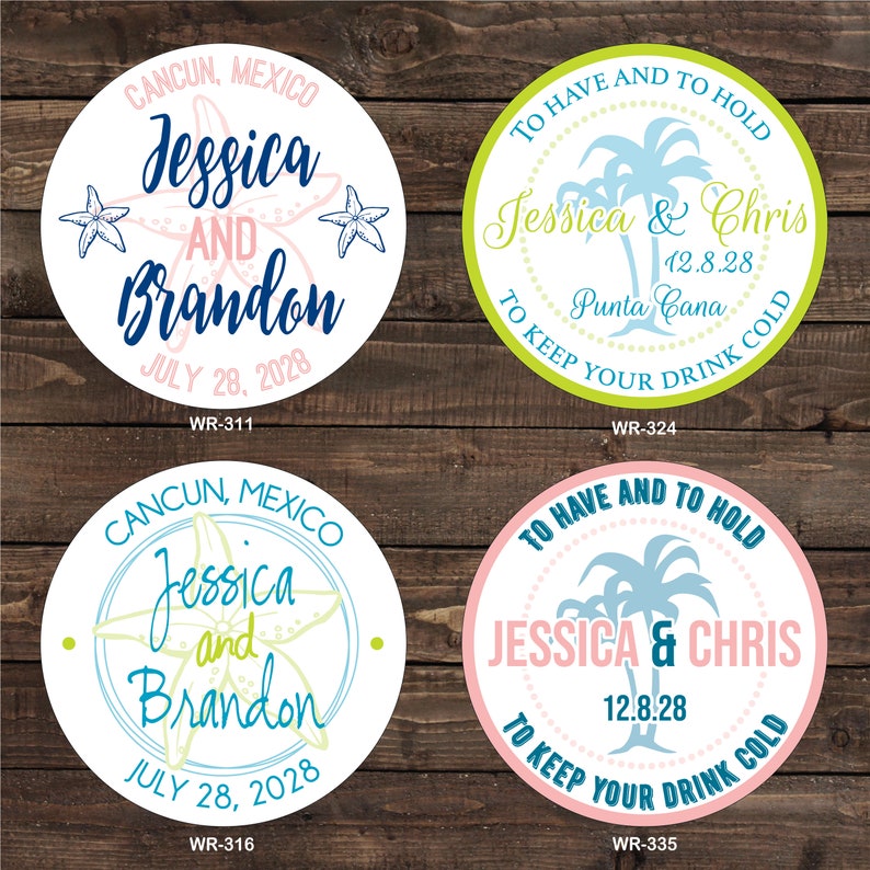 2.5 inch Tumbler Waterproof Destination Wedding Stickers hundreds of designs to choose, change colors or wording WR-302 image 5