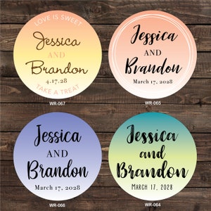 1.5 inch Custom Glossy Waterproof Wedding Stickers Labels hundreds of designs to choose change designs to any color or wording image 1