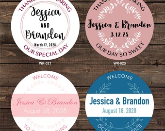 1 inch Custom Glossy Waterproof Wedding Stickers Labels - hundreds of designs to choose from - change designs to any color or wording