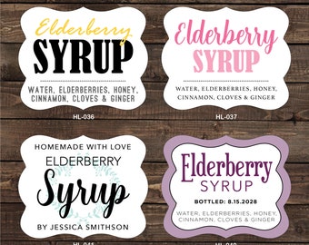 2.5 x 2 inch Elderberry Die Cut Shaped Personalized Homemade Item Labels - Change wording, colors, etc. to meet you needs