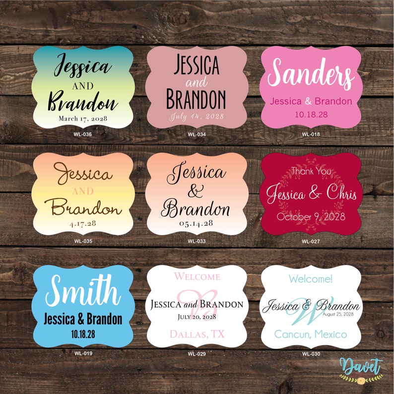 2 x 1.625 inch Die Cut Custom Glossy Waterproof Wedding Stickers Labels hundreds designs change designs any color or wording image 8